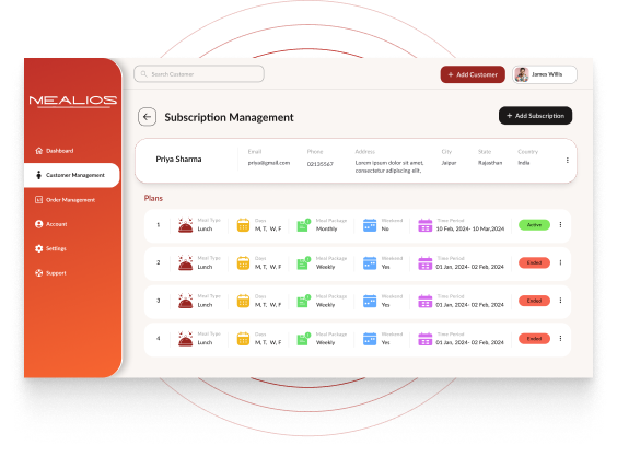 Tiffin Subscription Management